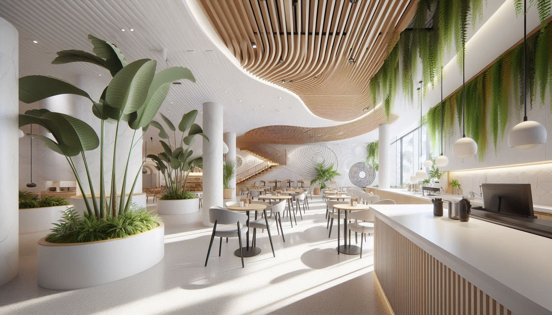 Dormitorio moderno con plantas