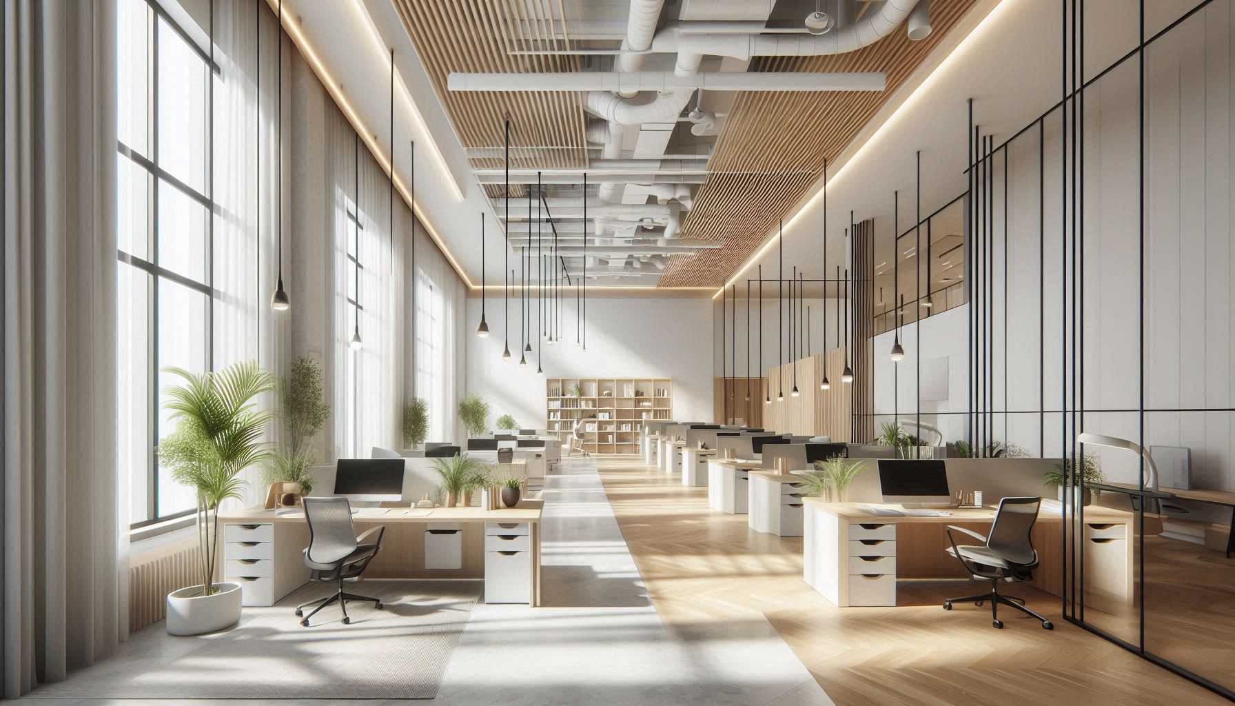 Dormitorio moderno con plantas