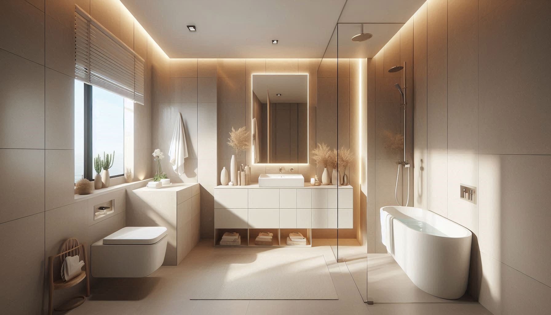 Baño moderno con iluminación LED